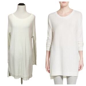 Trouve Side Zip Sweater Tunic - White - Small